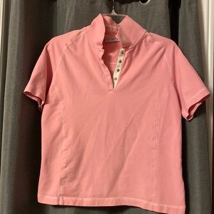 Pink Cathy Reid golf polo shirt